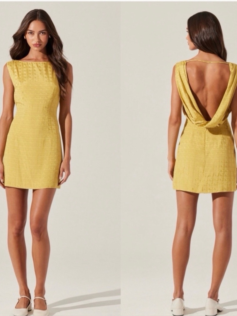 ASTR the Label Yellow Mini Shift Dress with Open Back
